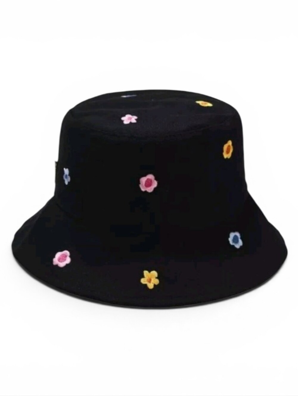 Black Floral Embroidered Bucket Hat